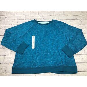 NEW Xersion girls plus size 3XL 22.5 Teal Texture Sweatshirt With Thumbholes